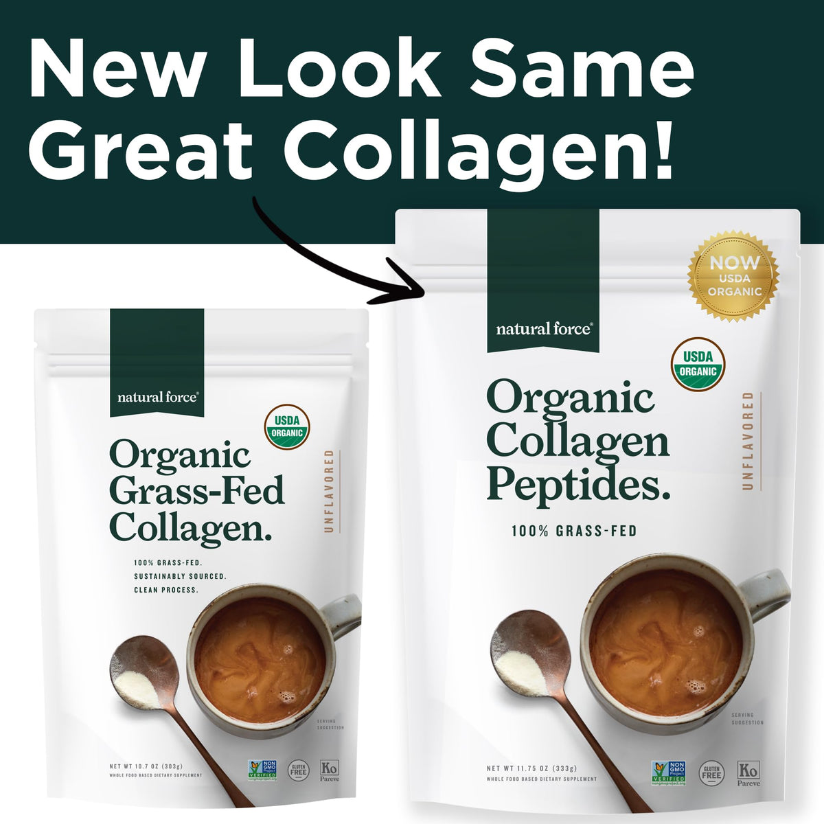 Organic Hydrolyzed Collagen Peptides Powder Unflavored 10.7oz R220