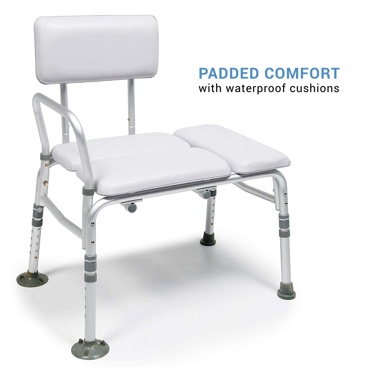 2-in-1 Tub Transfer Bench & Shower Chair, Padded Seat & Back, Height Adjustable Z315