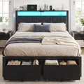 Full Size Bed Frame with Upholstered Headboard and 2 Storage Drawers M4242