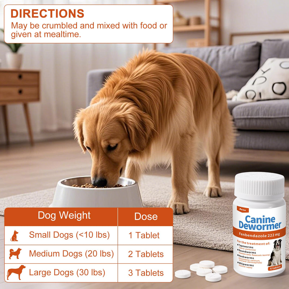 Fenbendazole Tablets for Dogs 6 Tablets I17076