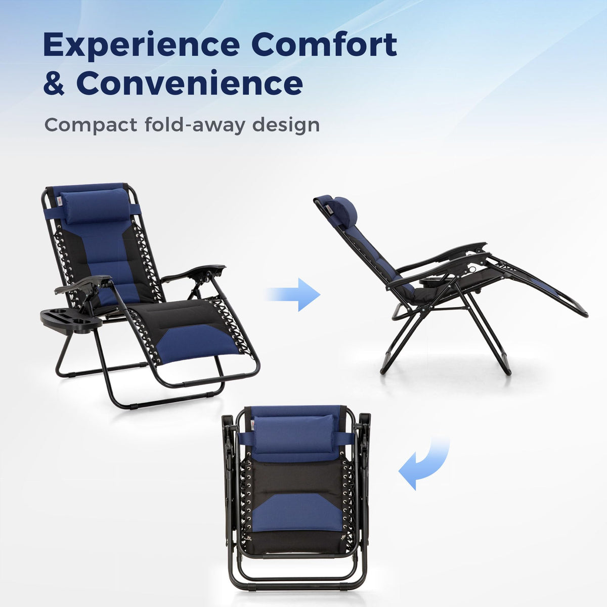 Foldable Zero Gravity Chair Set of 2 Blue B520516