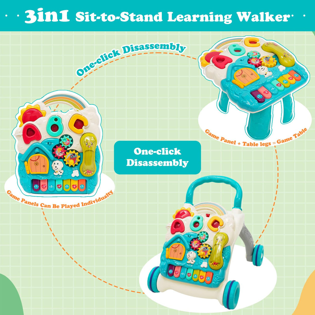 3 in 1 Baby Walker with Sounds Music Play Panel E109693