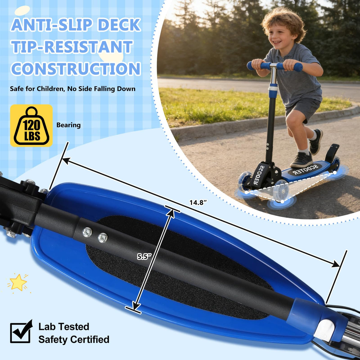 Foldable Metal 3 Wheel Scooter with Adjustable Heights Q255927
