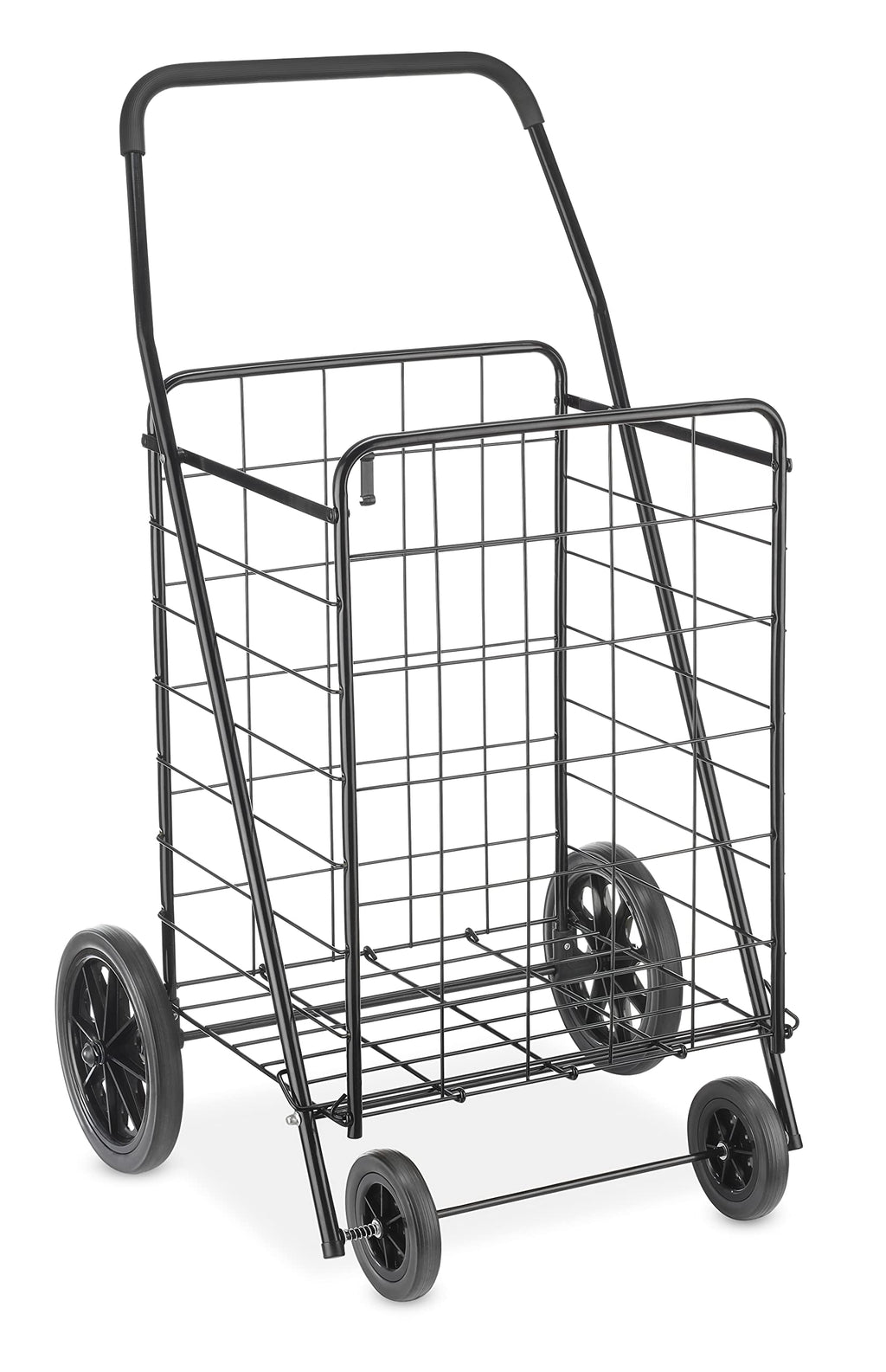 Extra Large Foldable Shopping Cart with Wheels, 100 Lb Capacity, Steel Frame, Black O59294