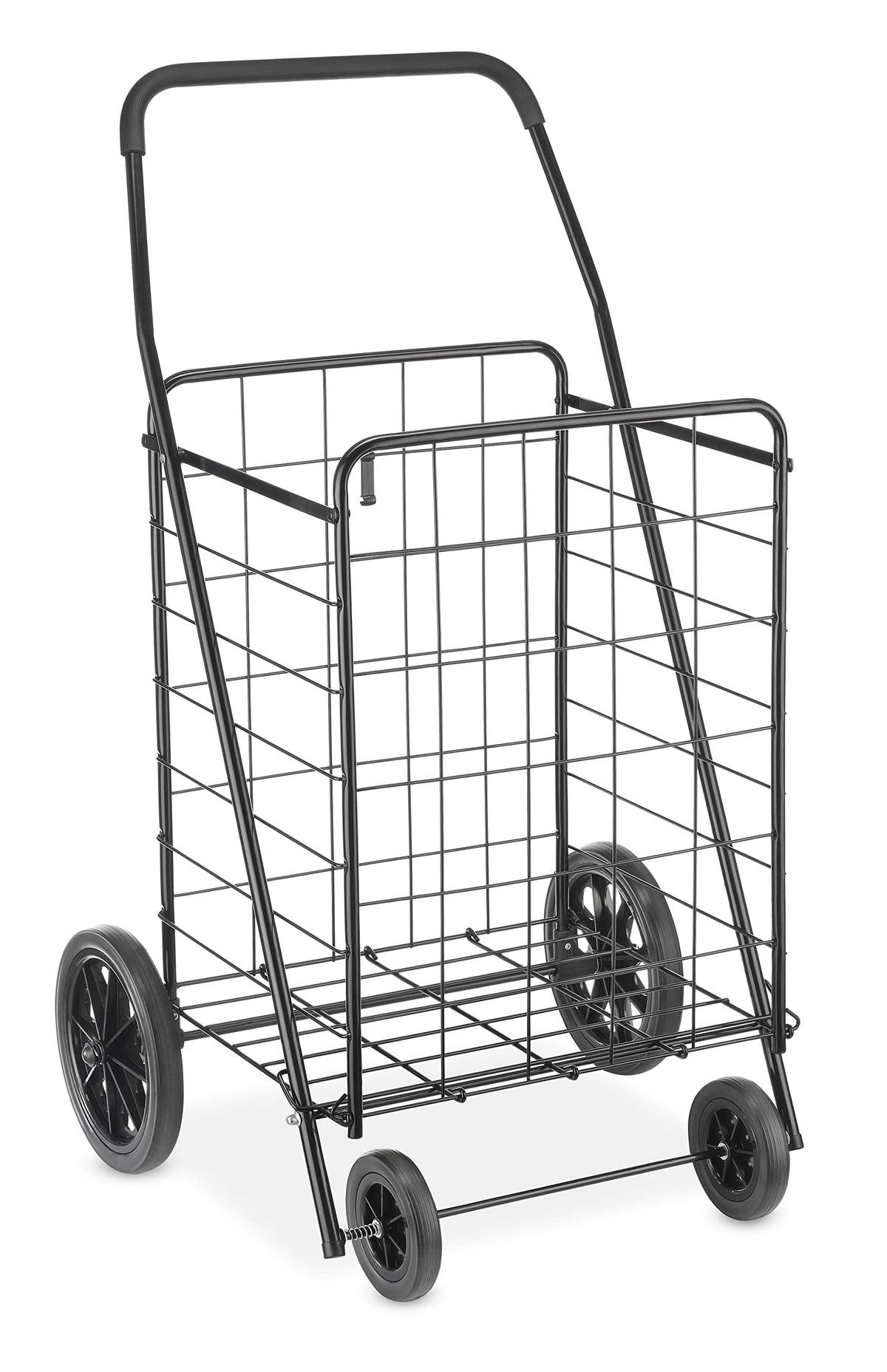 Extra Large Foldable Shopping Cart with Wheels, 100 Lb Capacity, Steel Frame, Black O59294