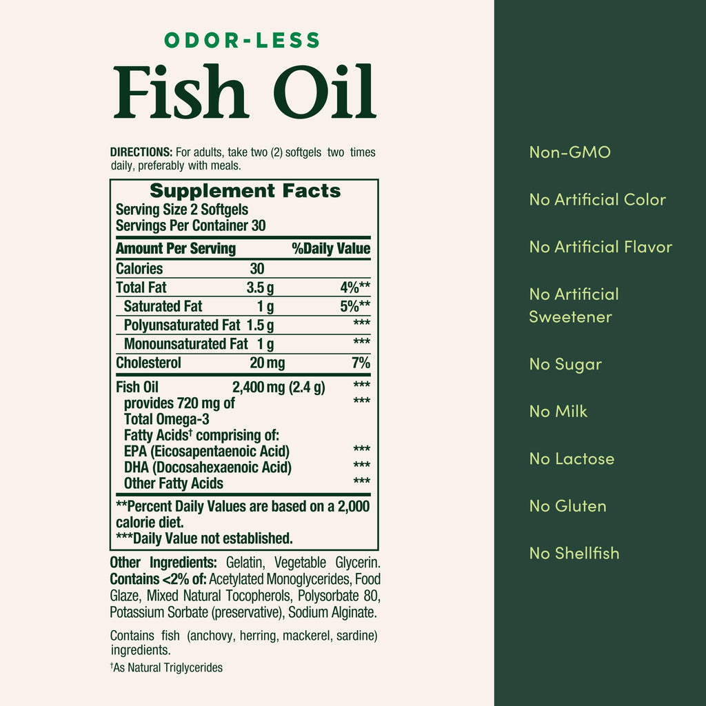 Fish Oil Omega 3 Supplements 1200mg 60 Softgels N9584