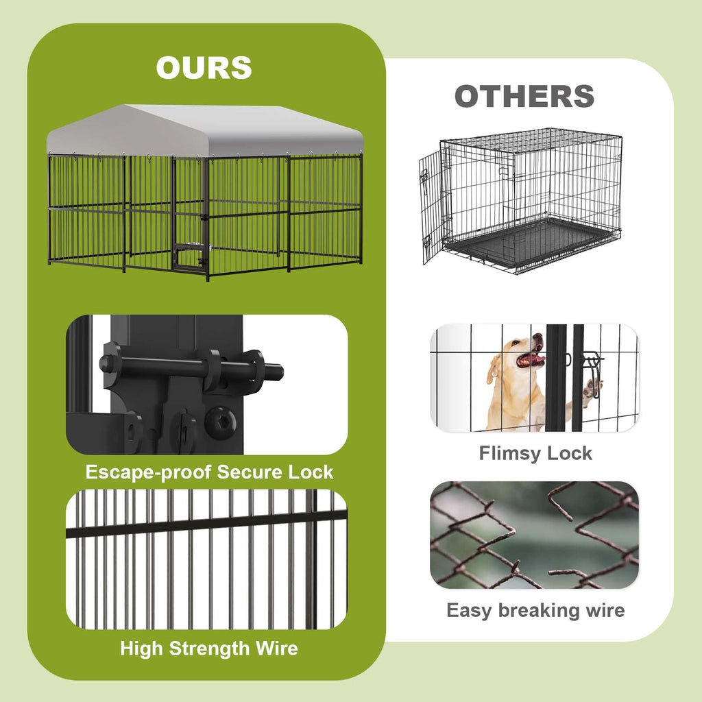 10x10x6 FT Heavy-Duty Metal Dog Kennel with Cover K4075