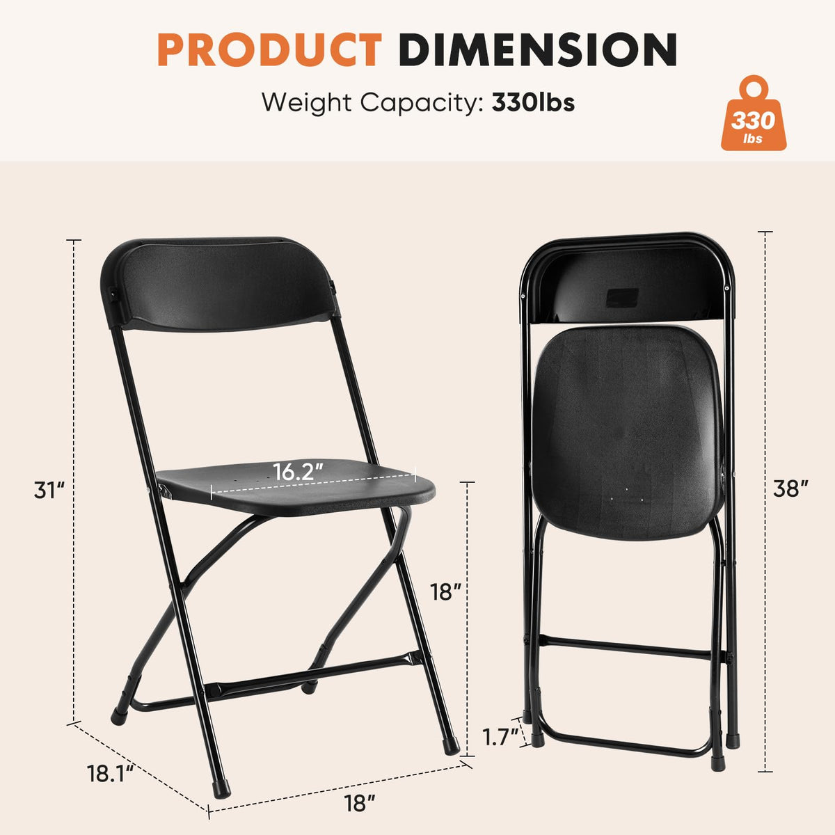 10 Pack Portable Folding Chairs J8316