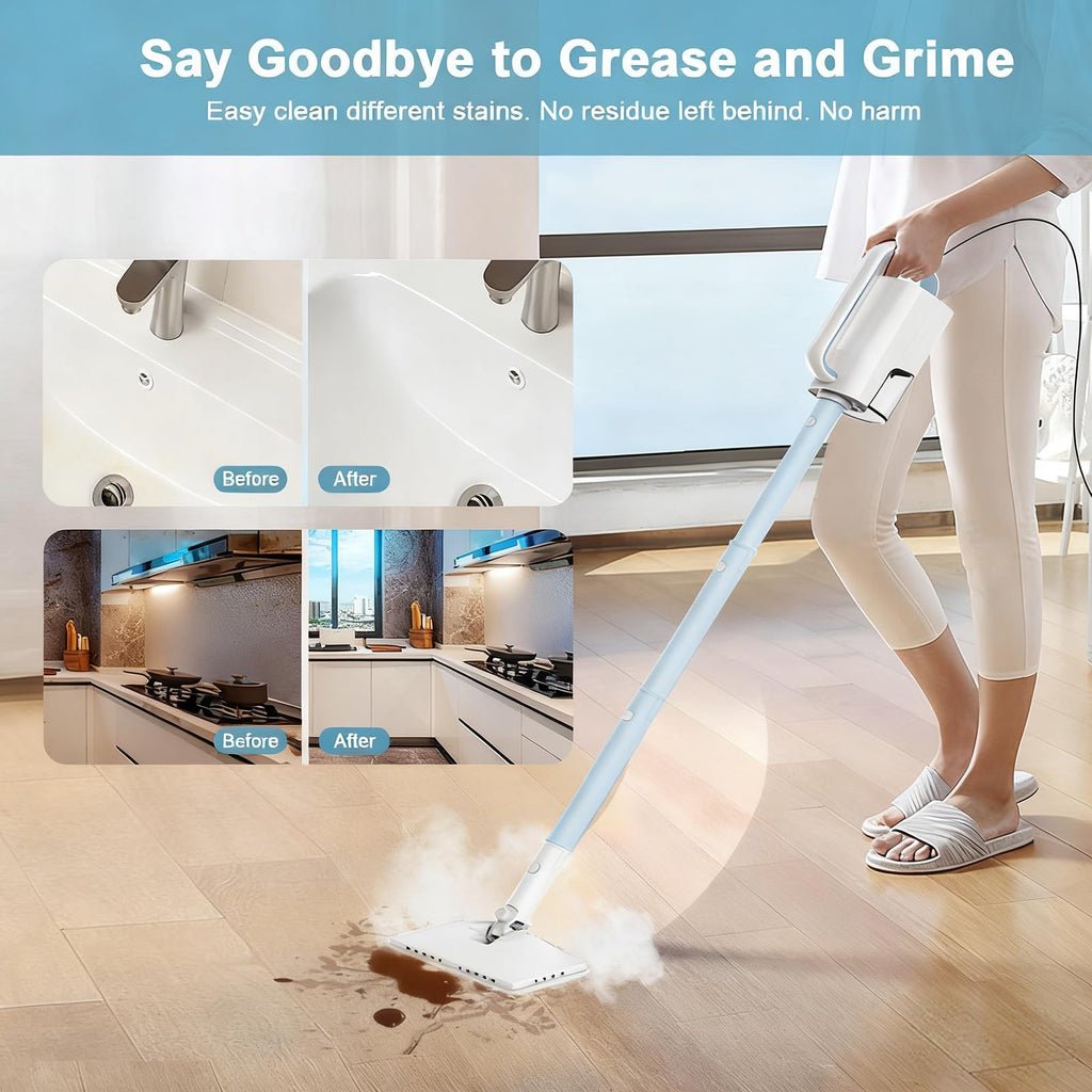 6 in1 Steam Mop Cleaner with 2 Modes, 2 Microfiber Pads, 400ML Removable Tank H87813