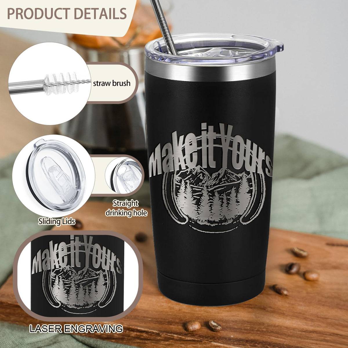 20 Pack Stainless Steel Insulated Tumbler with Straws Y115