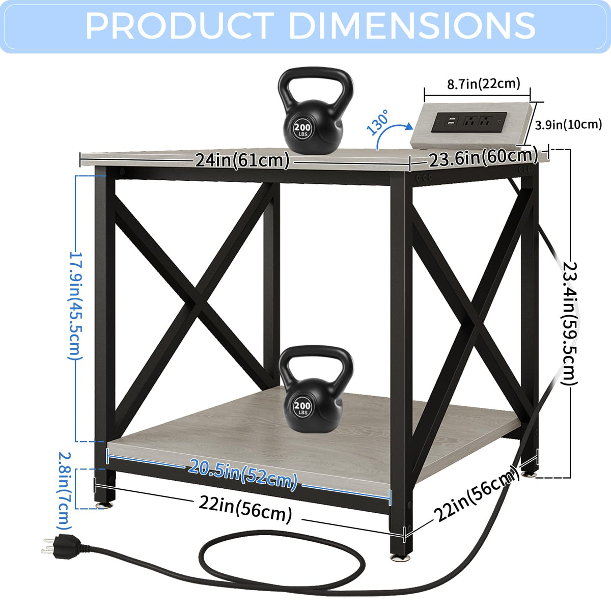 24"x23.6" Printer Stand with Power Outlet I128336