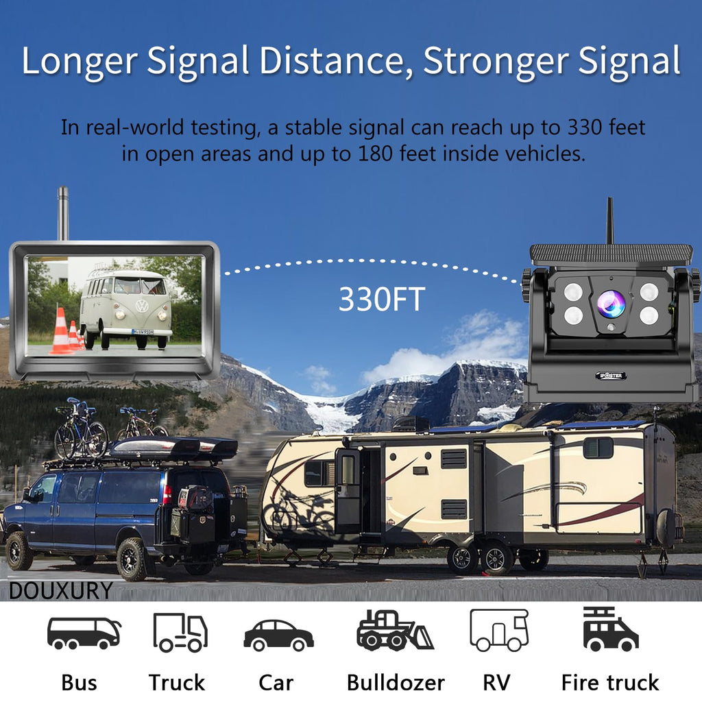 Solar Magnetic Wireless Backup Camera with 5" 1080P Monitor G7310