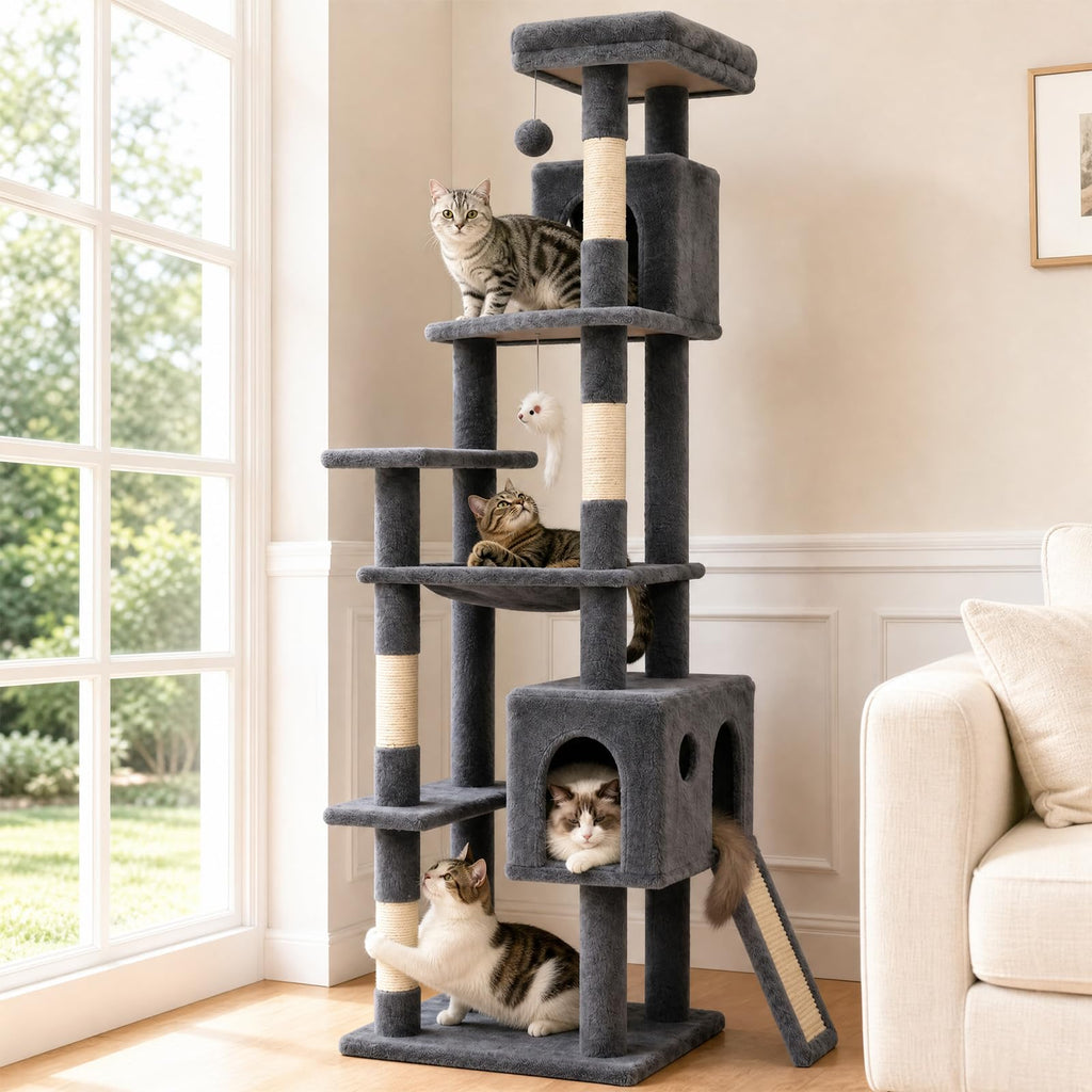 70 Inches Indoor Cat Tree with Ladder S649