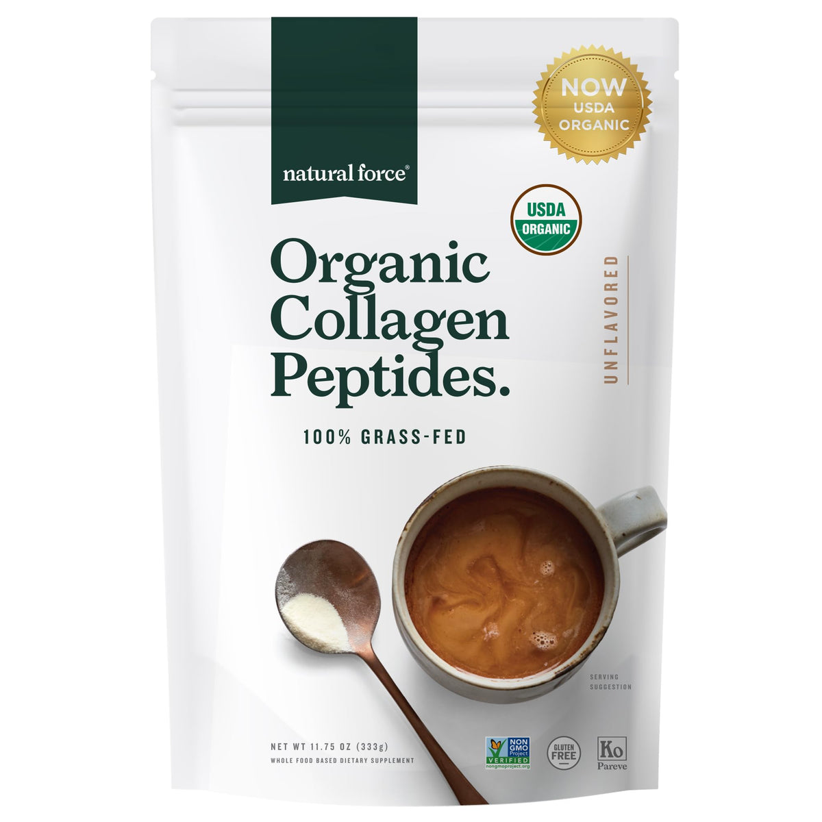 Organic Hydrolyzed Collagen Peptides Powder Unflavored 10.7oz R220