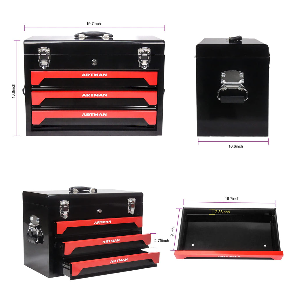 3-Drawer Steel Tool Chest with 439-Piece Mechanics Tool Set G615029