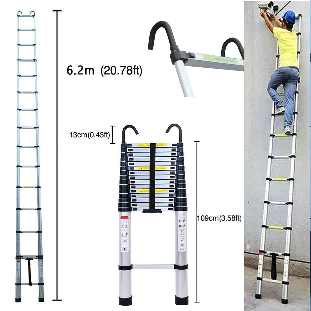 Aluminum Telescoping Extension Ladder 330 Lb Capacity T14027