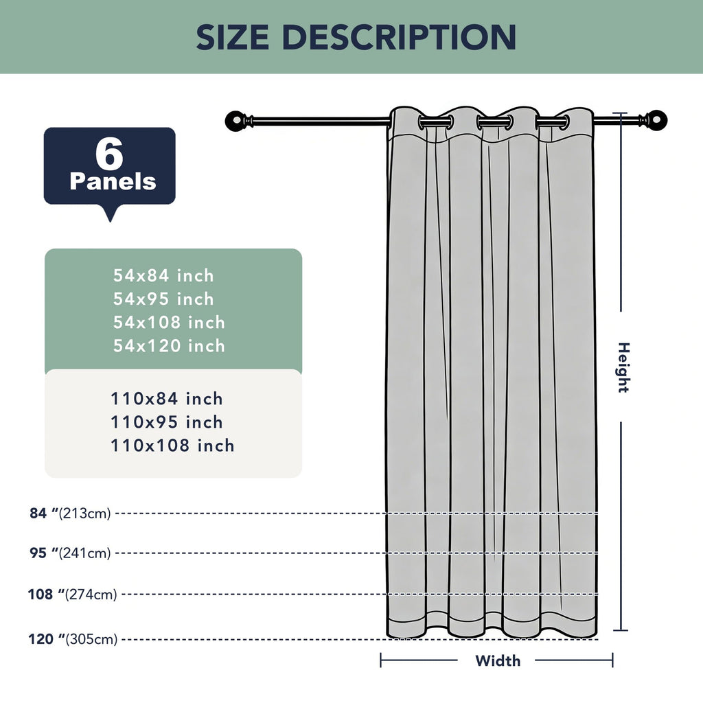 Waterproof Outdoor Curtains 6 Panels O43521