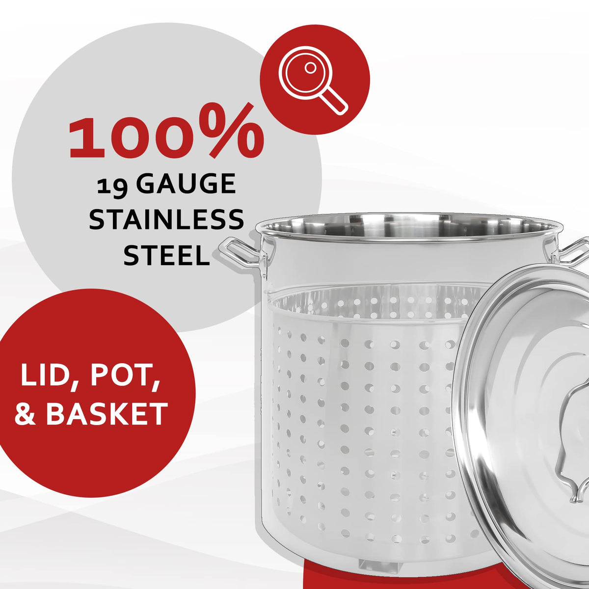 40 Quart Stainless Steel Stock Pot with Steamer Basket and Propane Stove U513