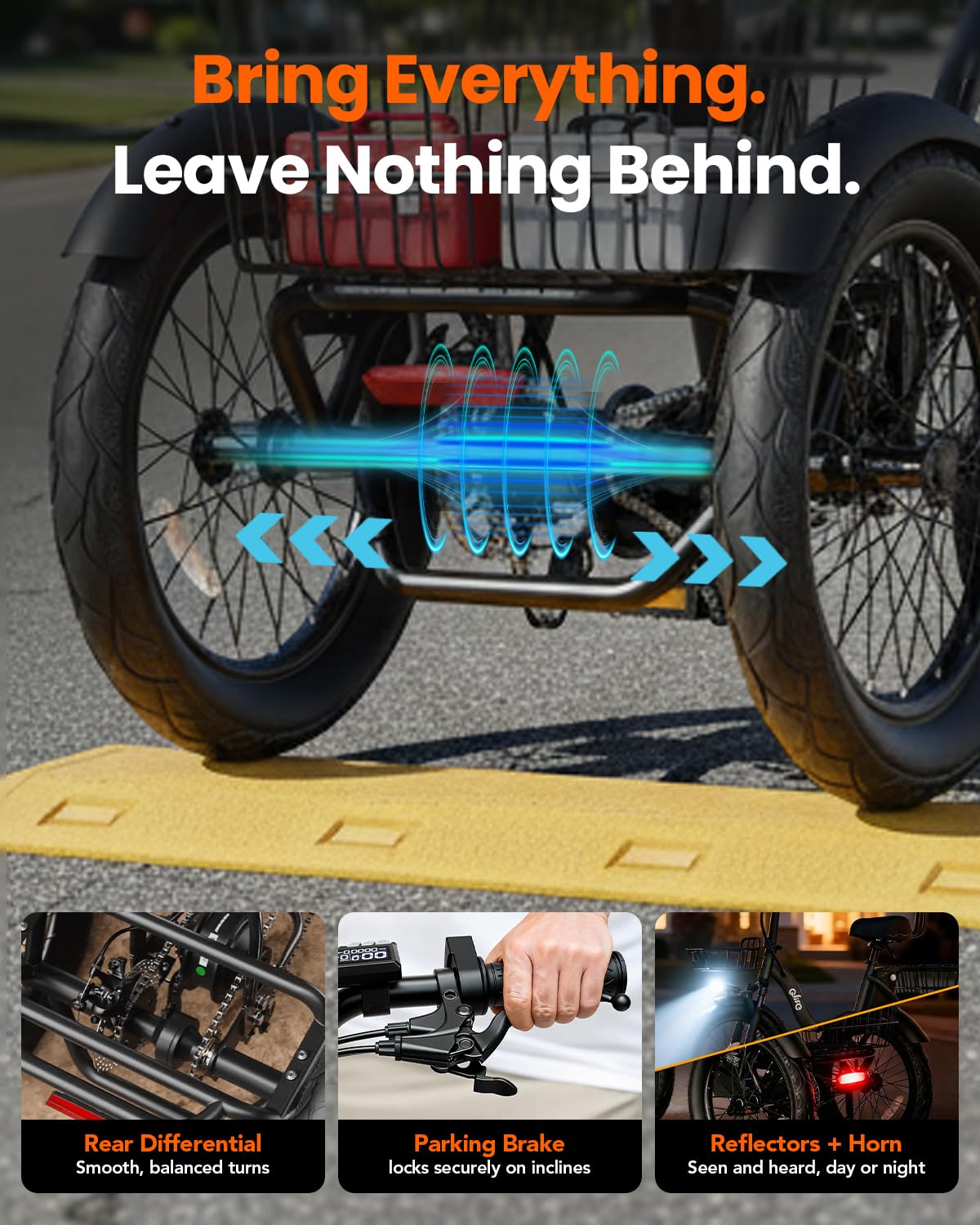 1200W Folding Electric Trike with Cargo Rack V434
