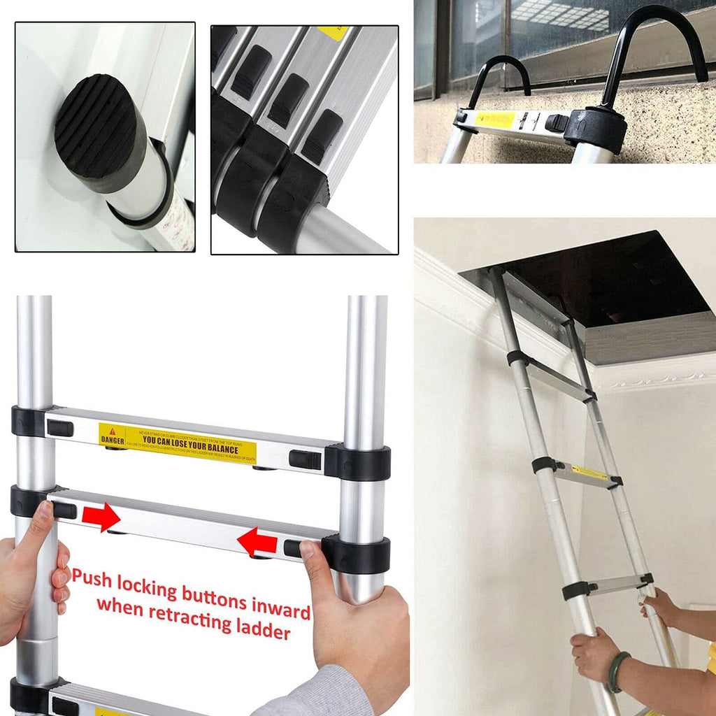 Aluminum Telescoping Extension Ladder 330 Lb Capacity T14027