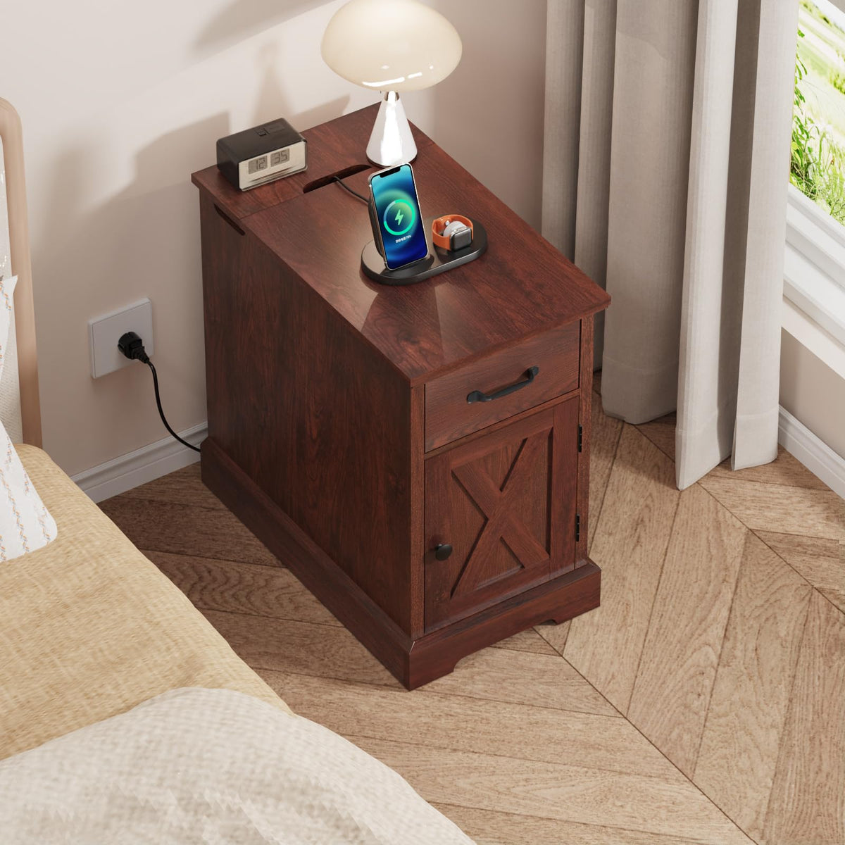 23.6'' Narrow End Table with Charging Station D4494
