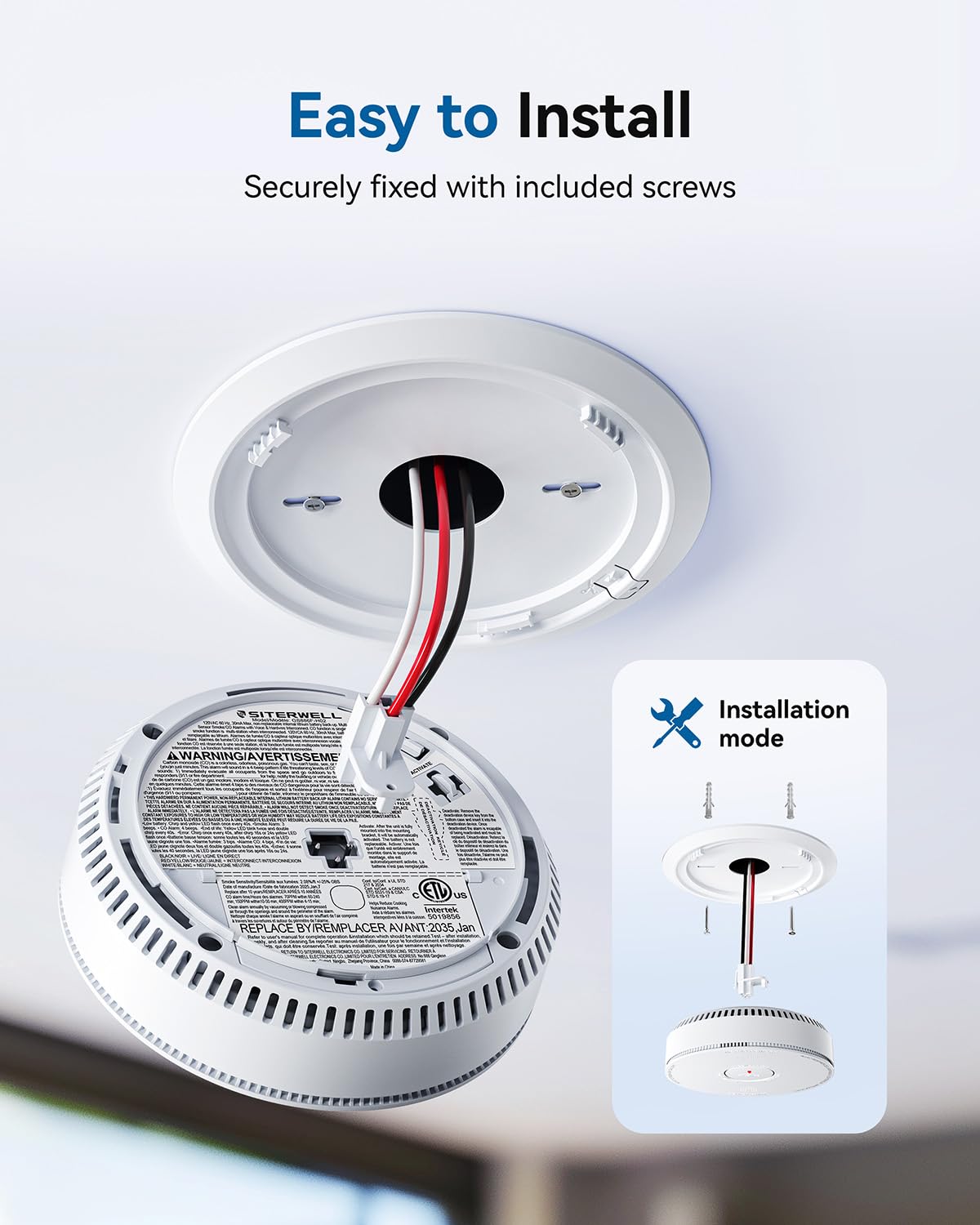 Smoke and Carbon Monoxide Detector Combo 10 Year Battery E536866