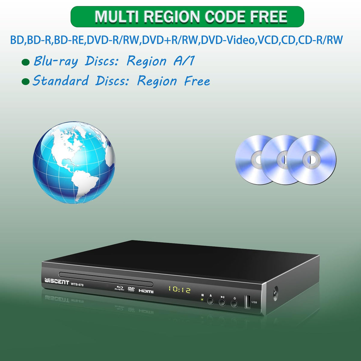 Blu Ray DVD Player Full HD 1080p Region A/1 A370