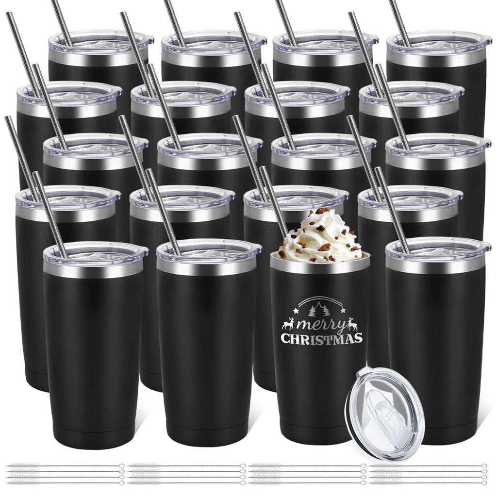 20 Pack Stainless Steel Insulated Tumbler with Straws Y115