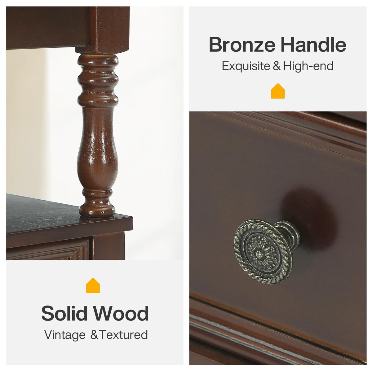 Cherry Finish Wood End Table with 2 Drawers C160491
