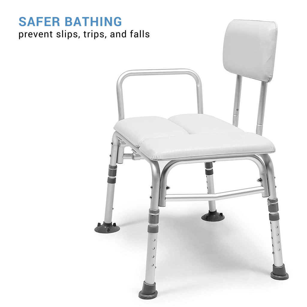 2-in-1 Tub Transfer Bench & Shower Chair, Padded Seat & Back, Height Adjustable Z315