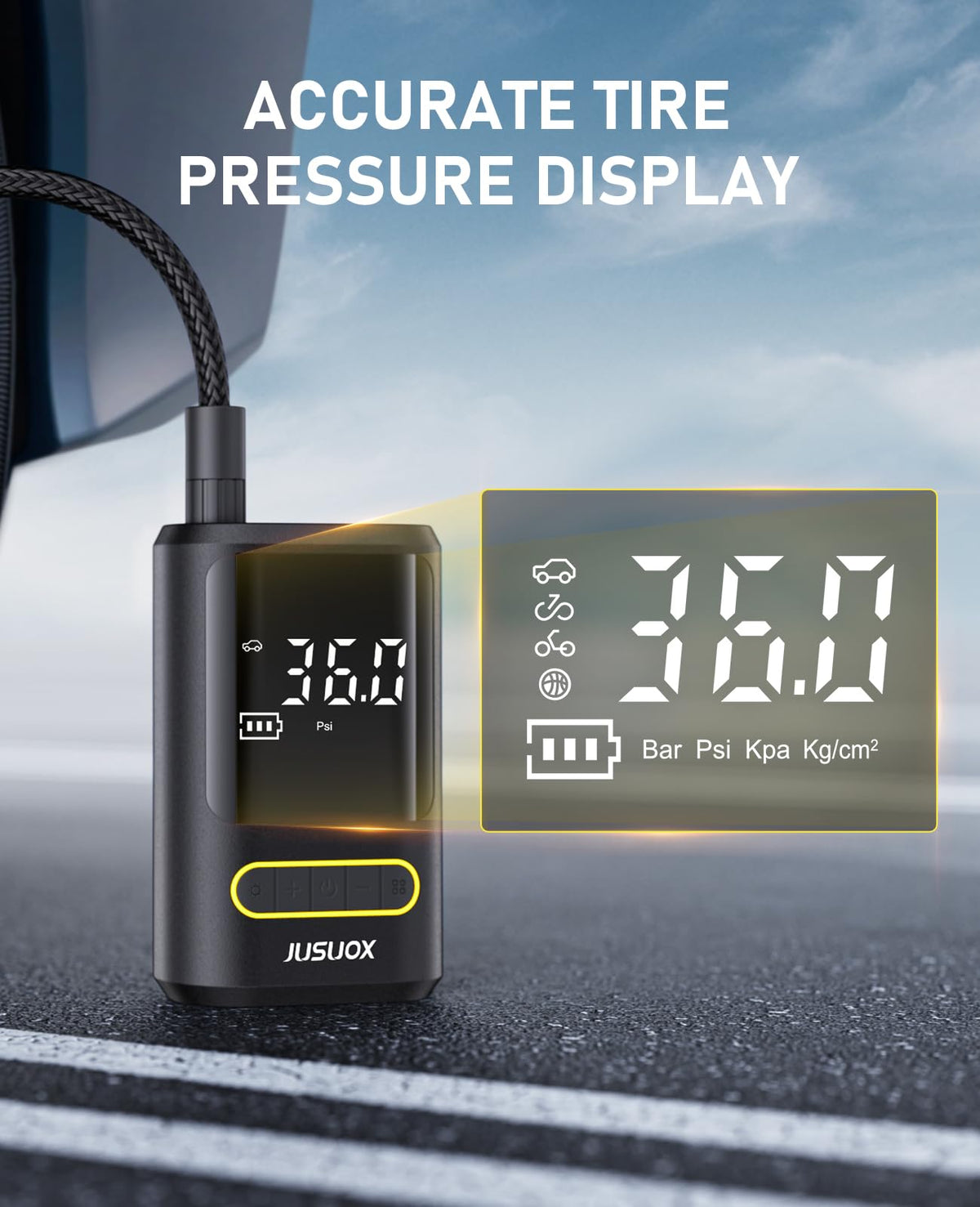 Tire Inflator Portable Air Compressor 150PSI Cordless Auto Off U5278