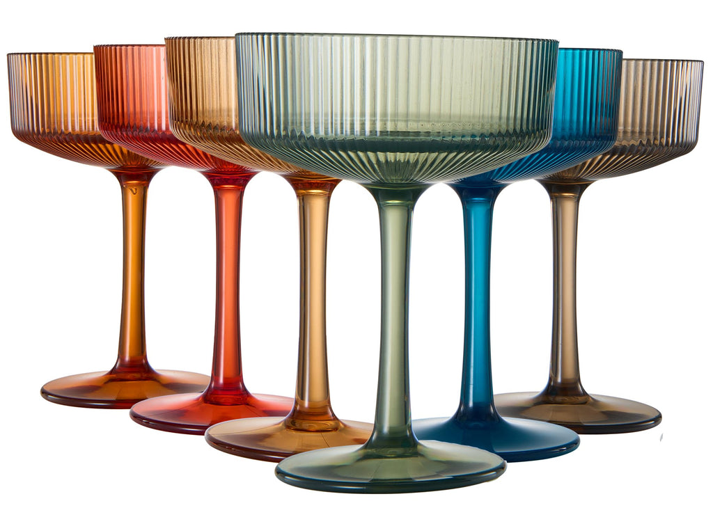 Ribbed Acrylic Martini Glasses Set of 6 F617