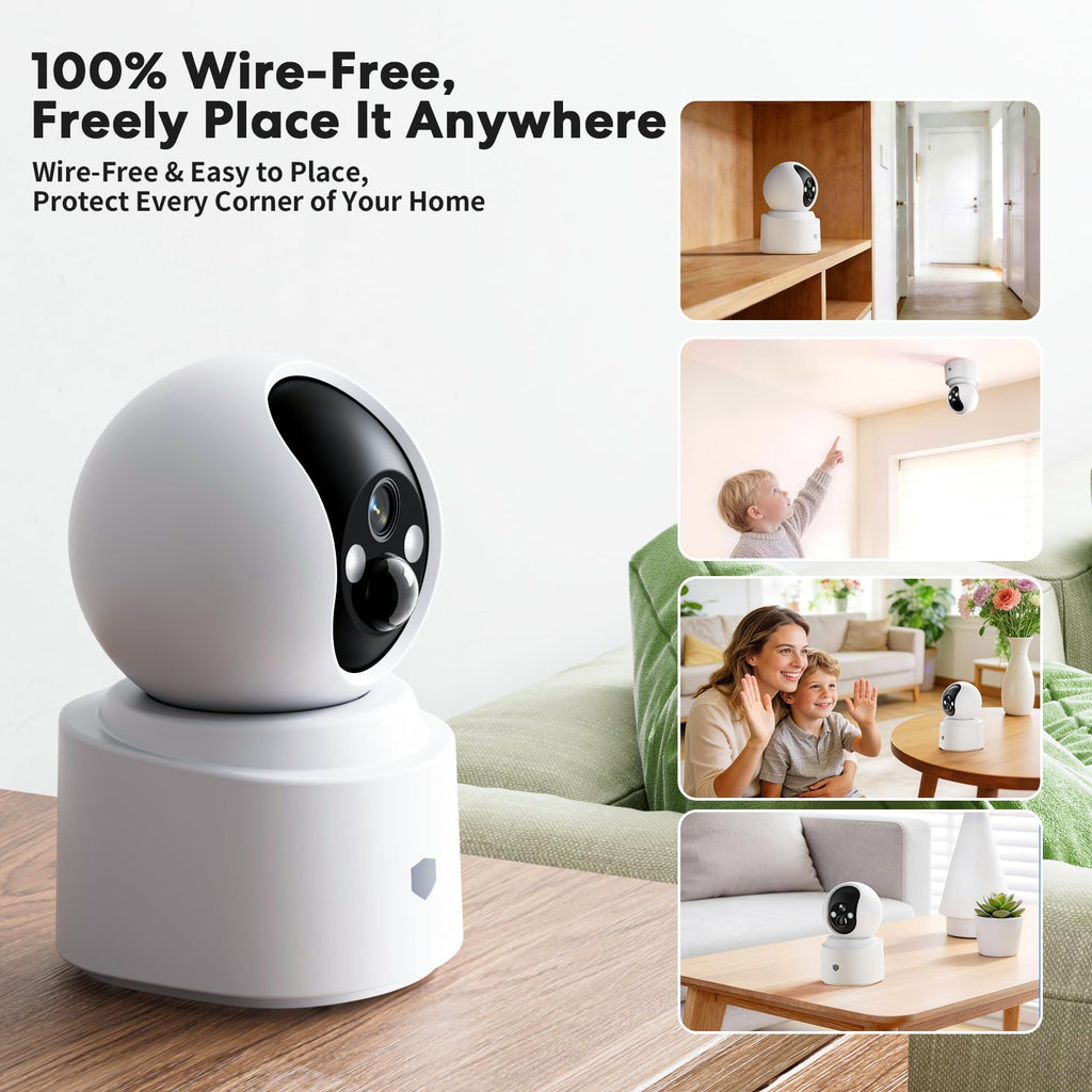 Battery Powered Wireless Indoor Security Camera, 4MP HD Pan/Tilt, 6000mAh Rechargeable, 5G&2.4G WiFi 6 H75585
