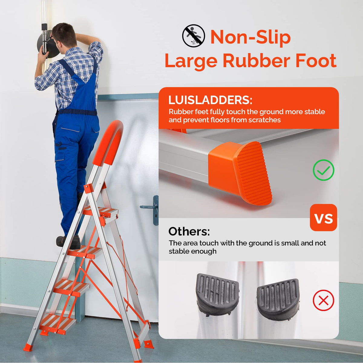 4 Step Aluminum Lightweight Folding Step Stool 350lbs M9160