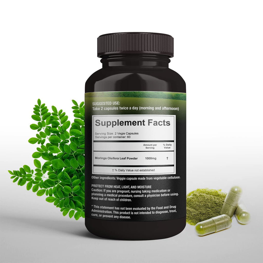 Organic Moringa Leaf Powder Capsules 500mg 120 Capsules O387