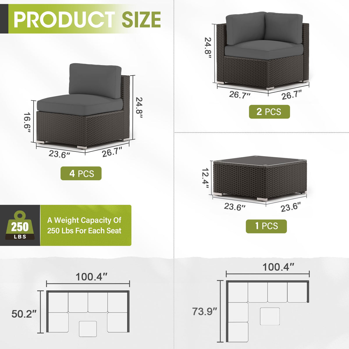 Grey 7-Piece Outdoor Patio Furniture Set W503818