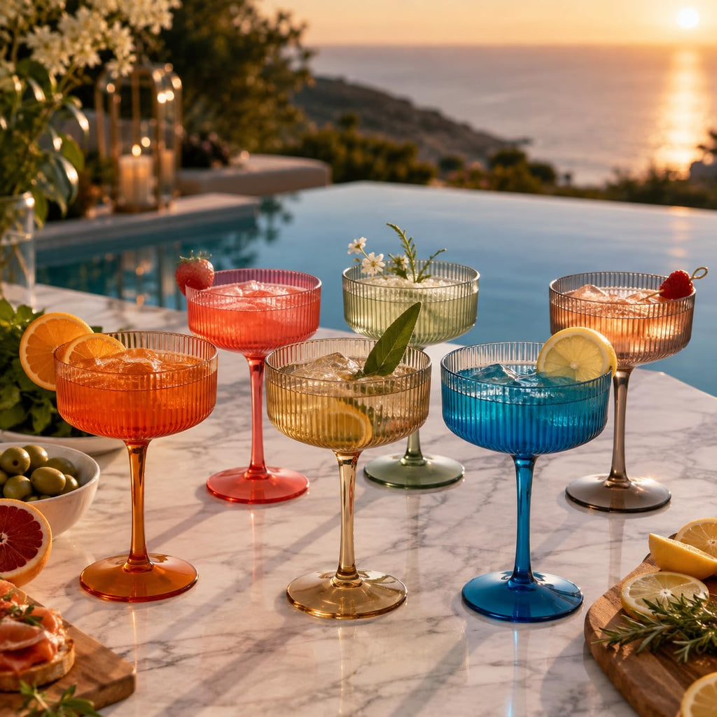 Ribbed Acrylic Martini Glasses Set of 6 F617
