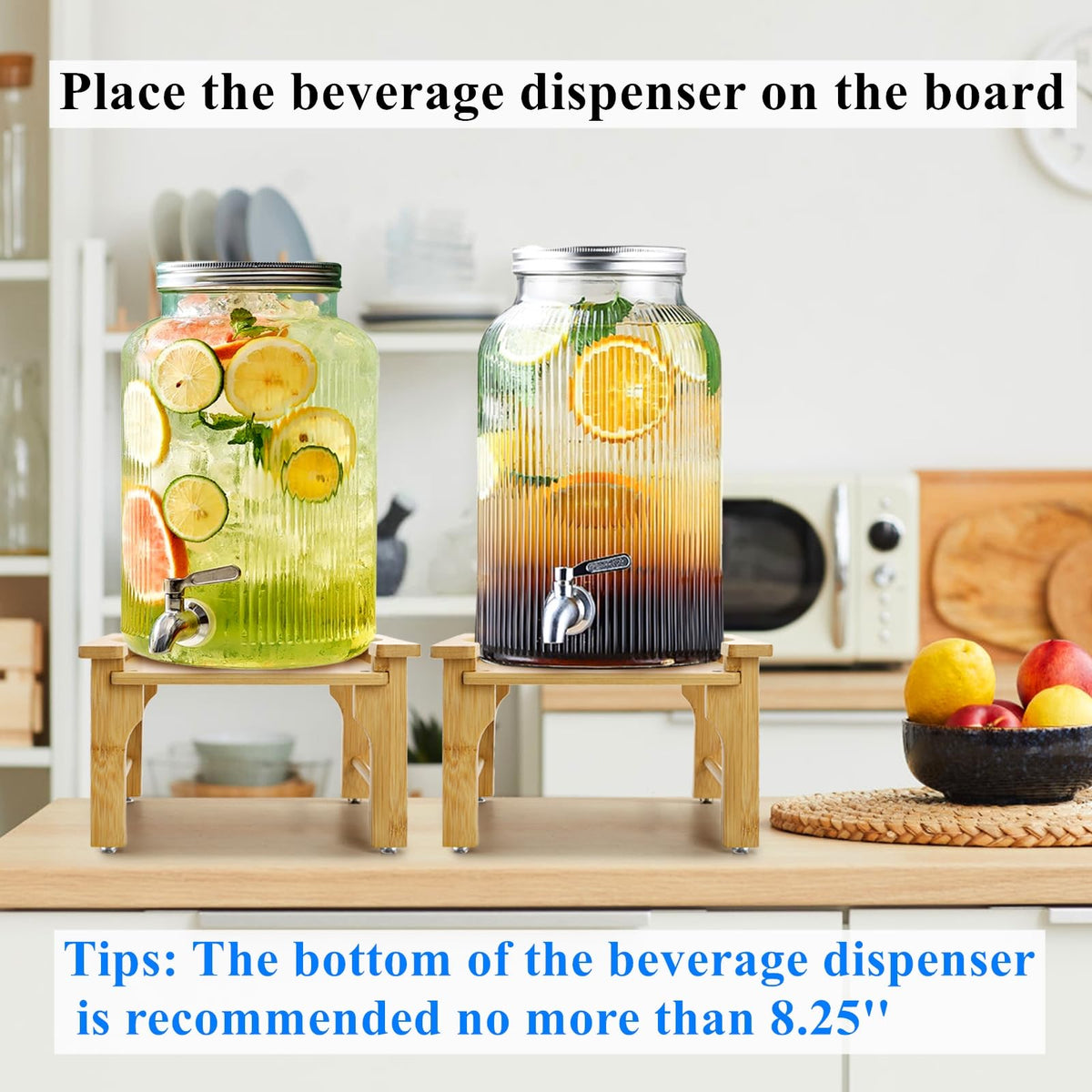 2 Pack Natural Bamboo Beverage Dispenser Stand S460
