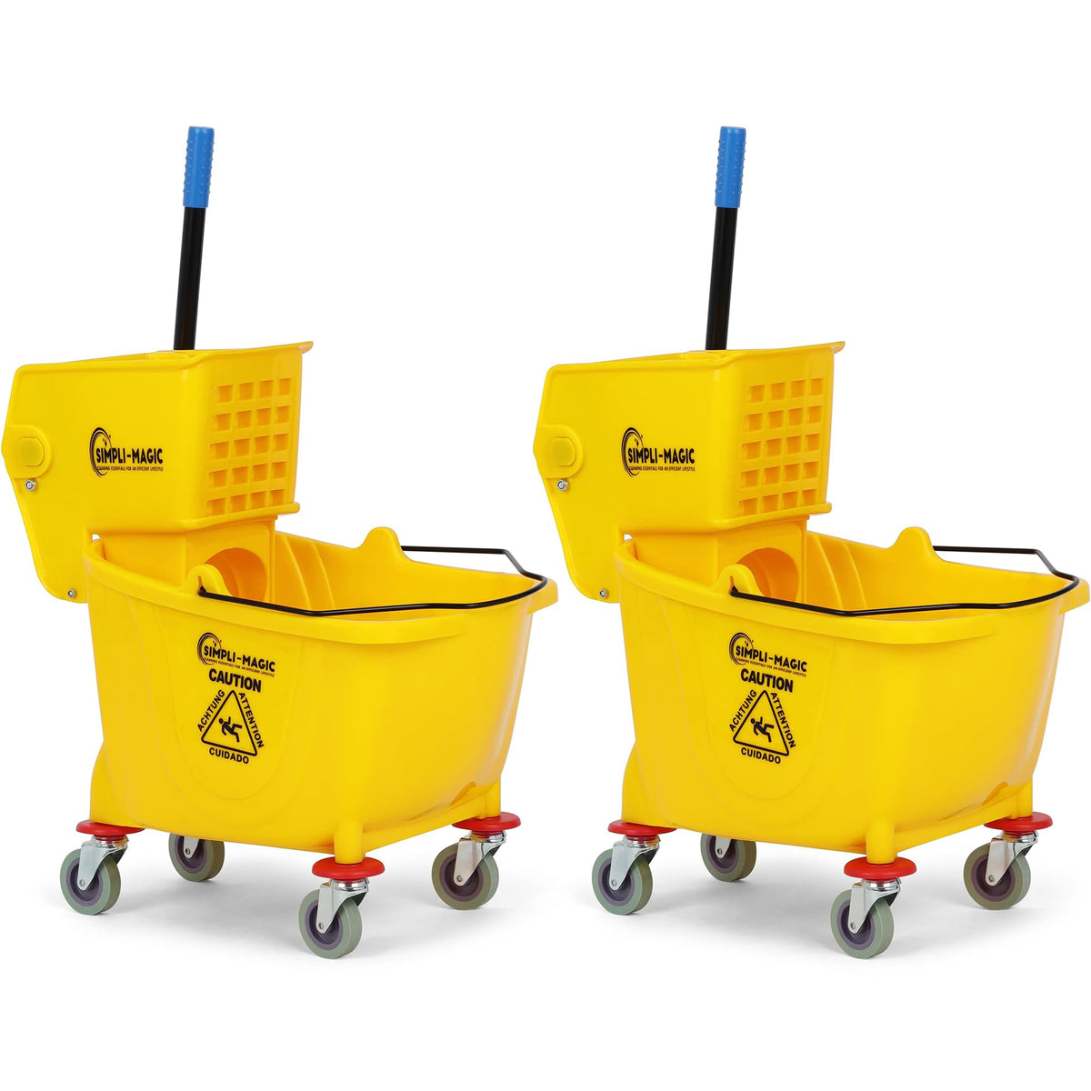 Yellow 35 Quart Mop Bucket on Wheels, 2-Pack N9711
