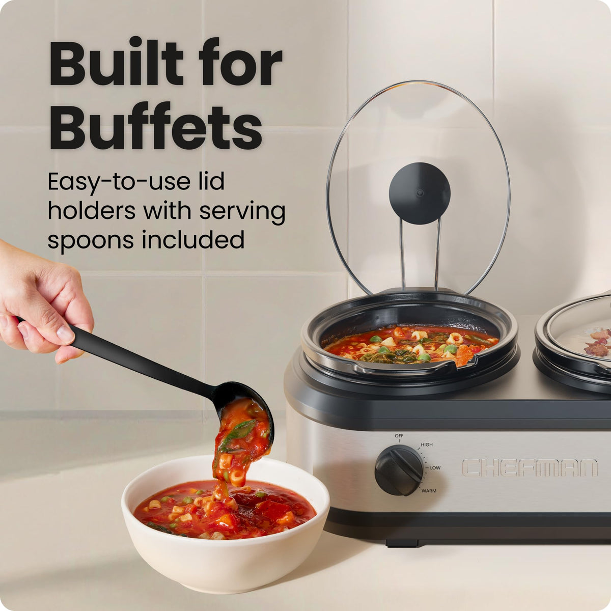 Triple Slow Cooker with 2.5 Qt Ceramic Crocks N2508