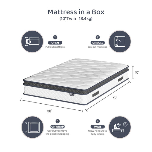 10 Inch Twin Hybrid Mattress in a Box with Pocket Spring & Memory Foam J310