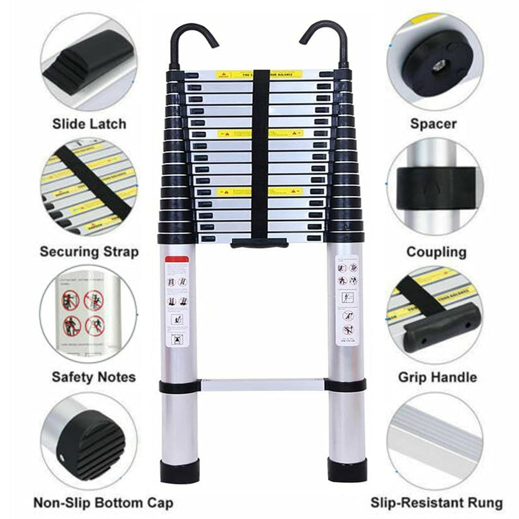 Aluminum Telescoping Extension Ladder 330 Lb Capacity T14027