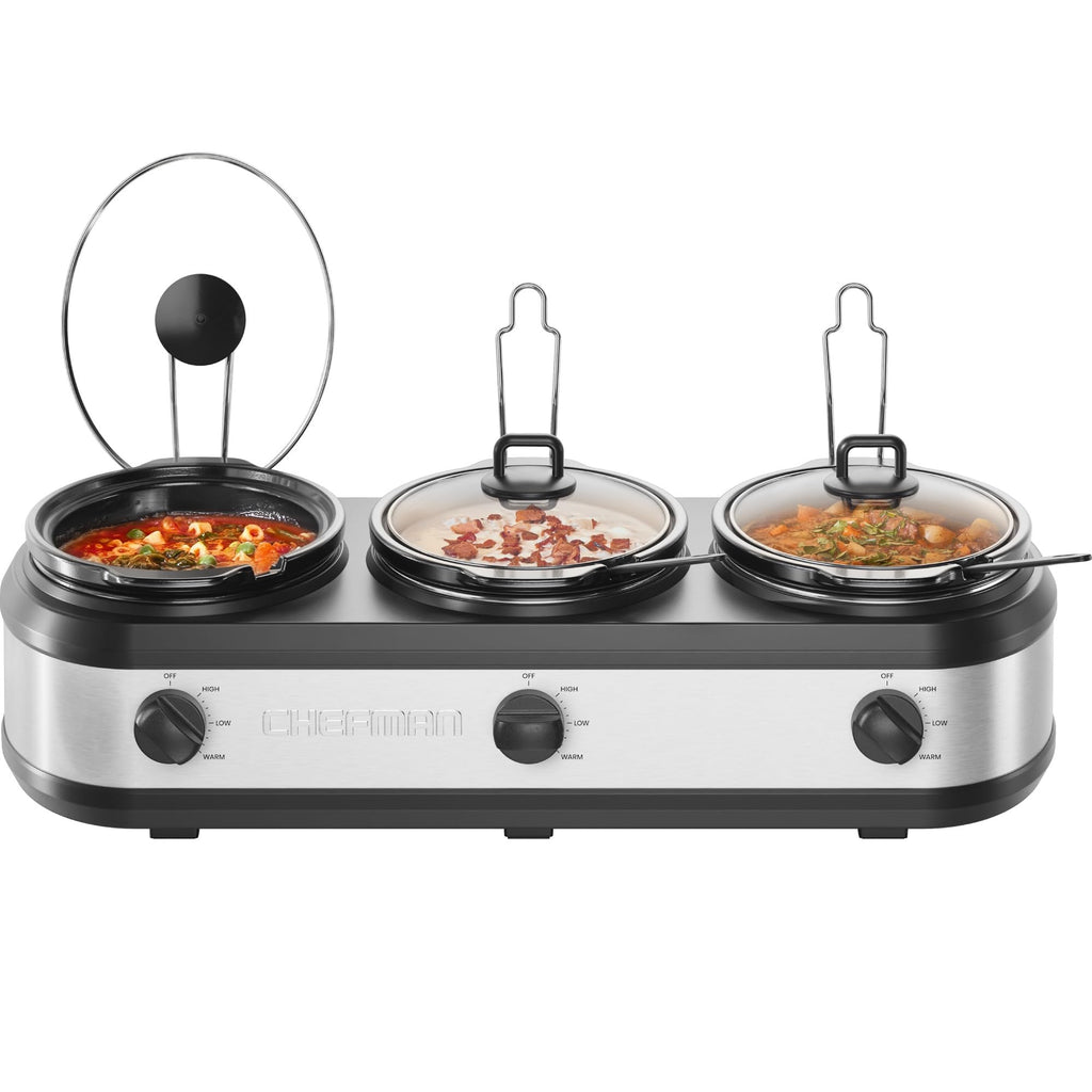 Triple Slow Cooker with 2.5 Qt Ceramic Crocks N2508