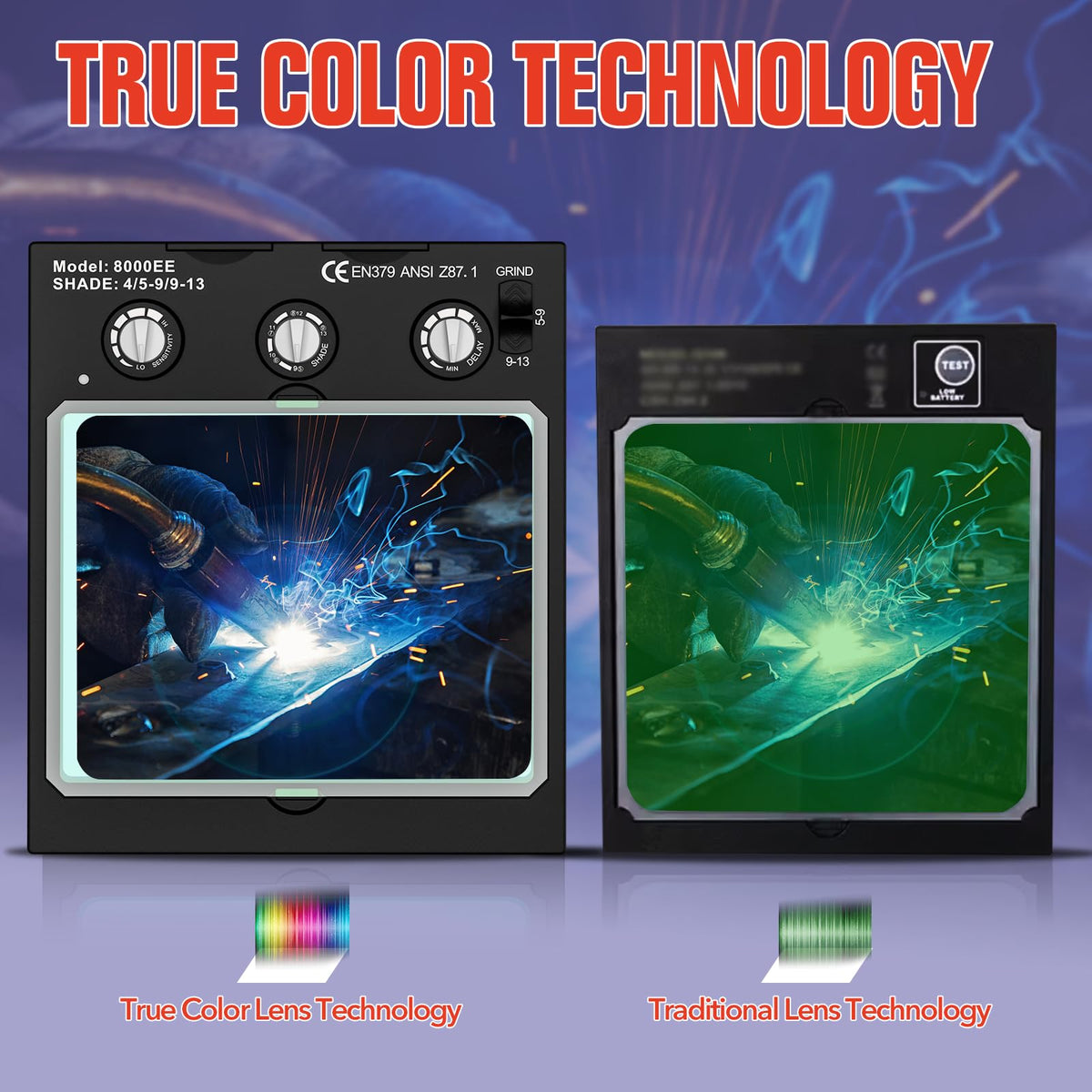 Auto Darkening Solar Powered Welding Helmet with 4 Arc Sensor Z911938