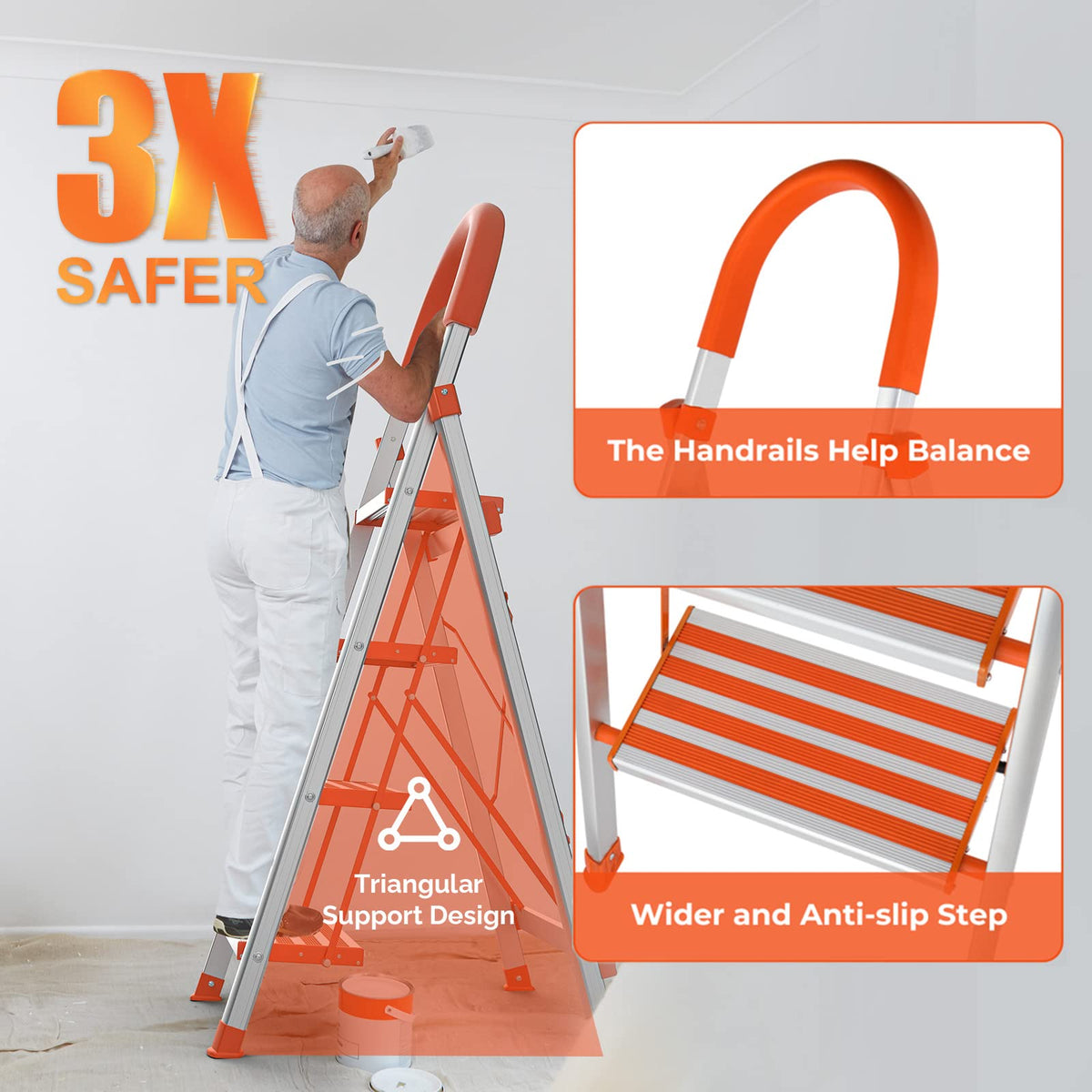 4 Step Aluminum Lightweight Folding Step Stool 350lbs M9160