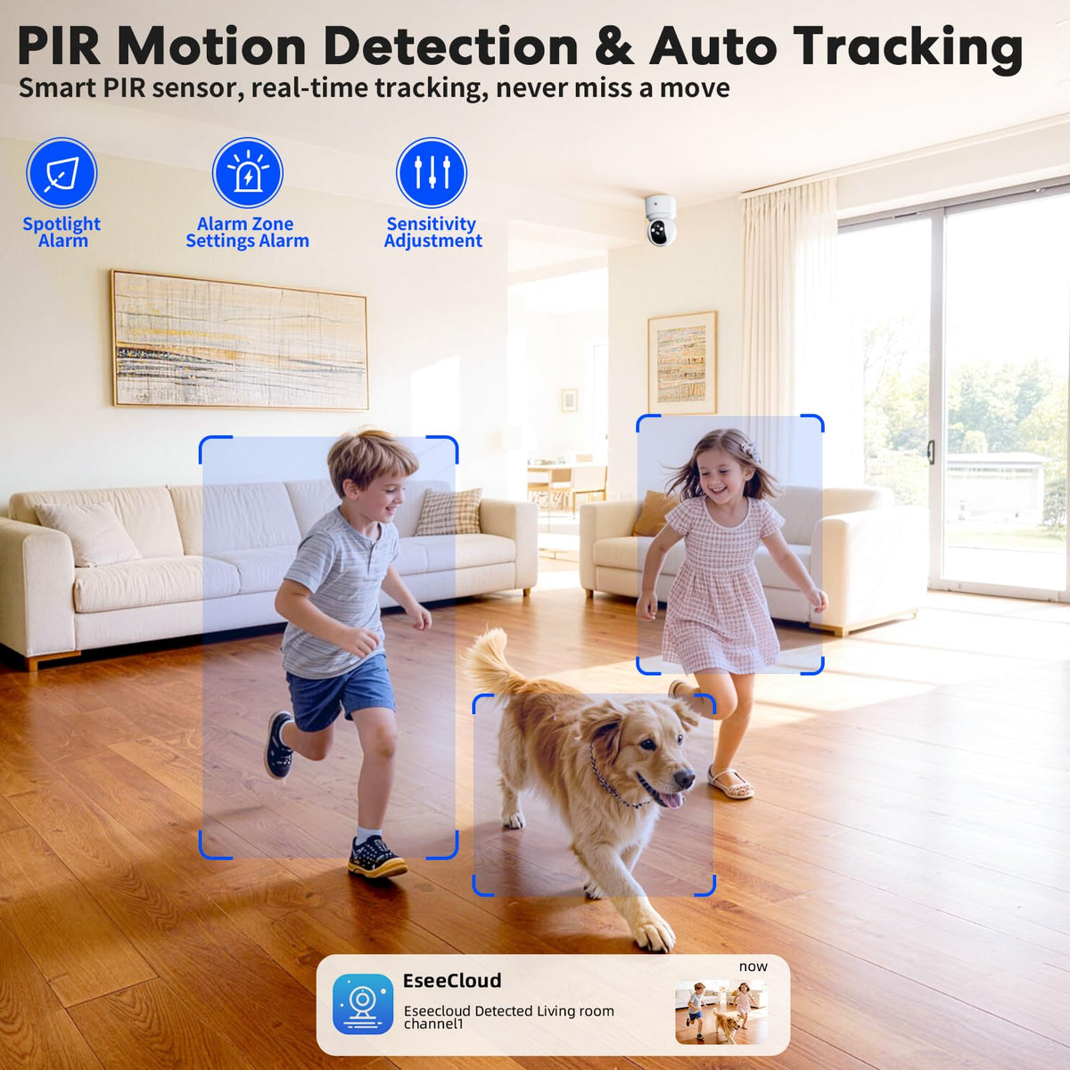 Battery Powered Wireless Indoor Security Camera, 4MP HD Pan/Tilt, 6000mAh Rechargeable, 5G&2.4G WiFi 6 H75585