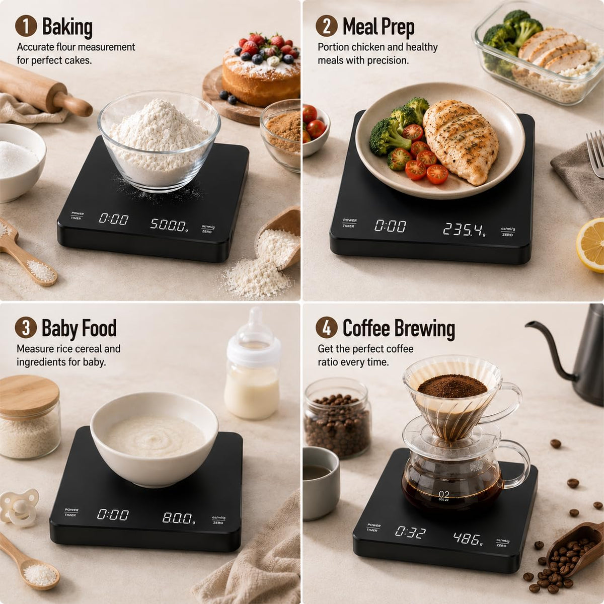 Rechargeable Digital Coffee Scale with Timer C587071