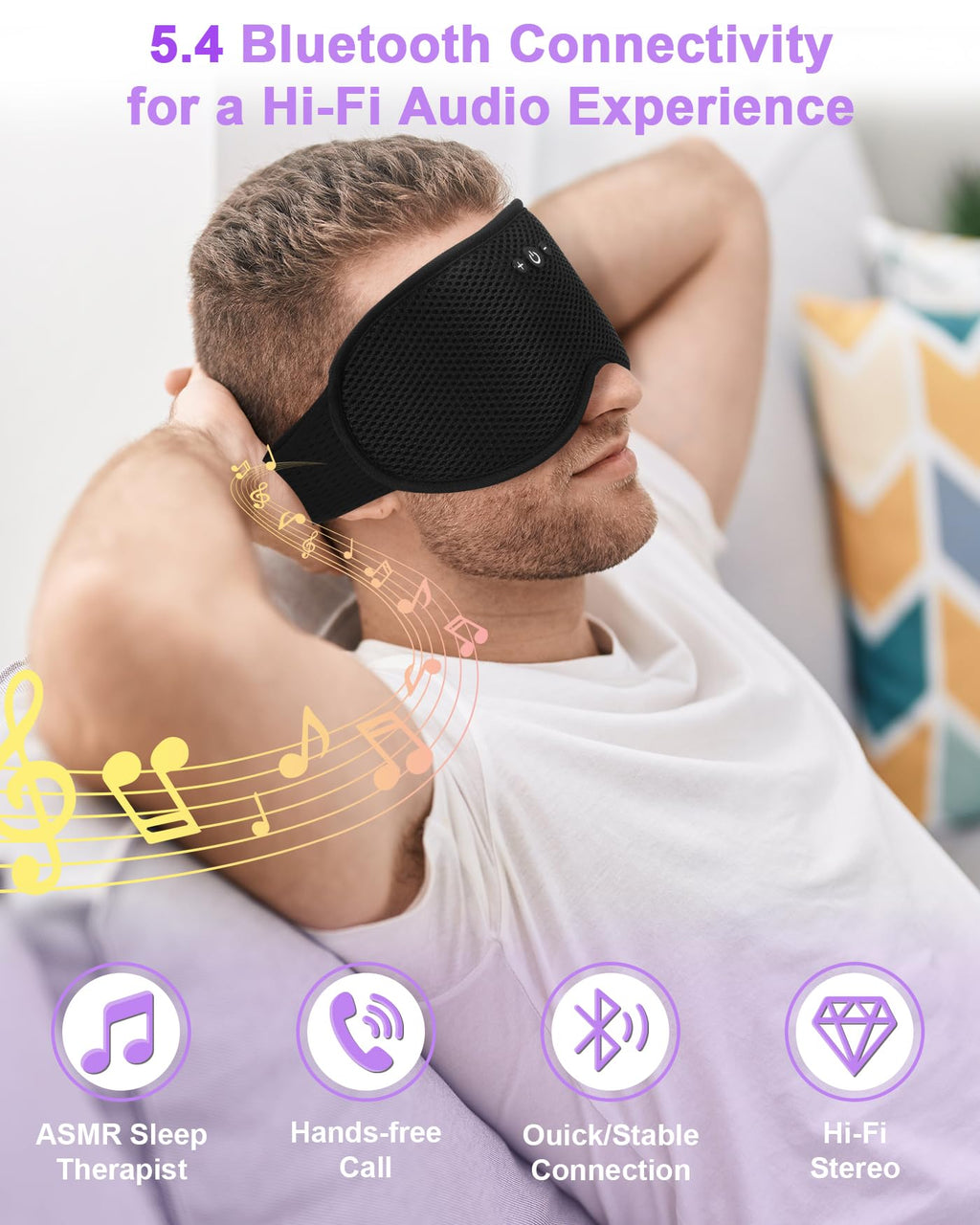3D Contoured Sleep Mask with Bluetooth Headphones A1961