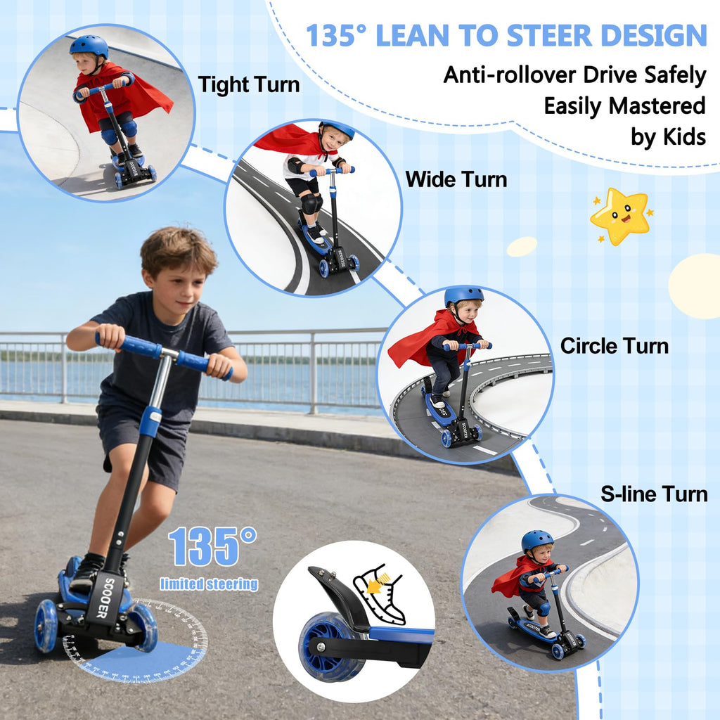 Foldable Metal 3 Wheel Scooter with Adjustable Heights Q255927