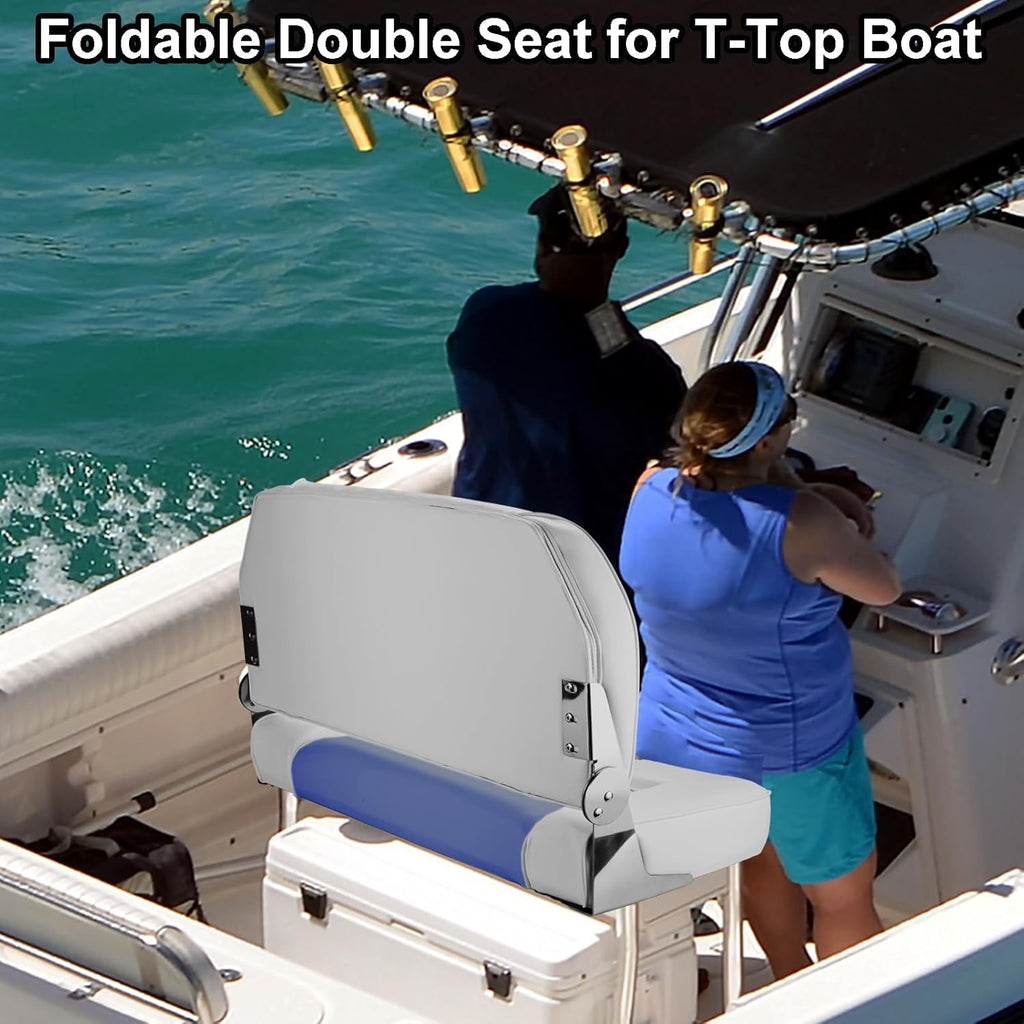 Folding Boat Seat Grey and Blue Q6091